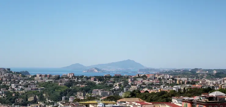 Views of Campi Flegrei, Nisida, Procida and Ischia from castel sant elmo